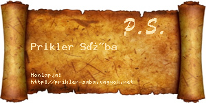 Prikler Sába névjegykártya